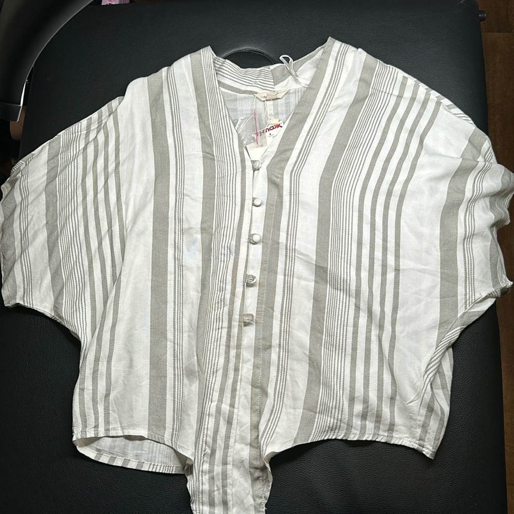 White and gray Casual blouse